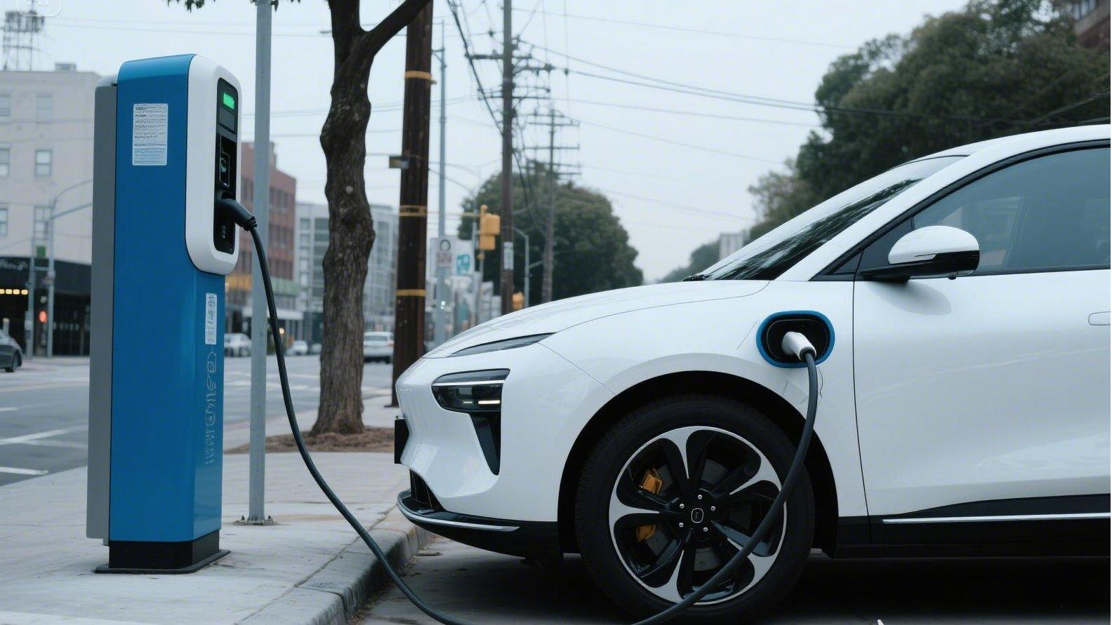 充电桩给车充电 ,写实一些 充电桩给车充电 ,写实一些